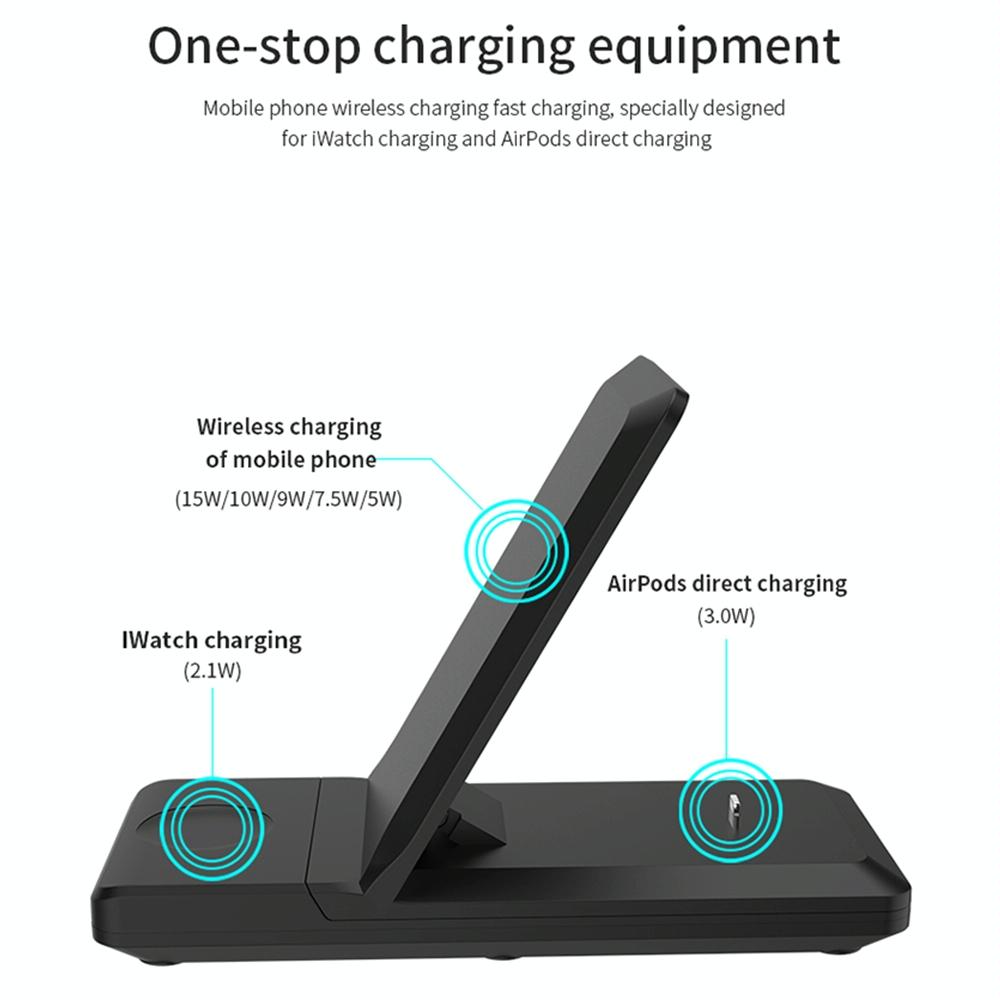 3 In 1 Foldable Wireless Charger For Iphone Iwatch Airpods - White