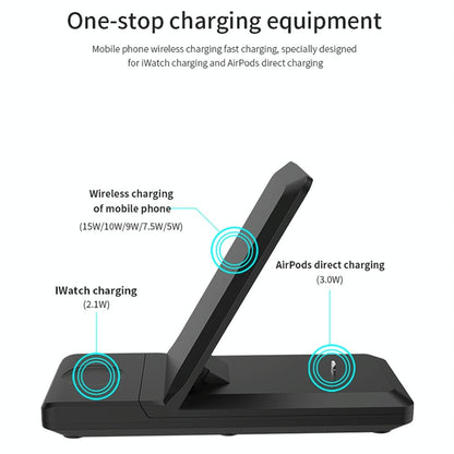 3 In 1 Foldable Wireless Charger For Iphone Iwatch Airpods - White