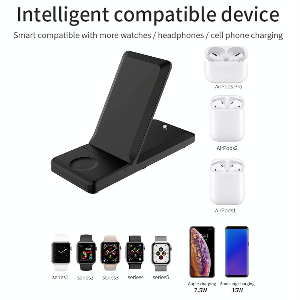 3 In 1 Foldable Wireless Charger For Iphone Iwatch Airpods - White