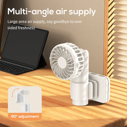 White Portable Multifunctional Clip Fan DQ261 - 1000mAh Battery, 3-Speed, Quiet Cooling for Summer