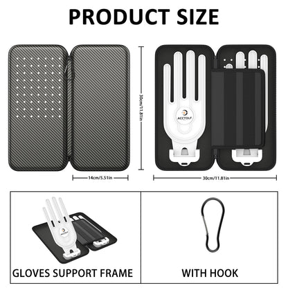 Premium Golf Glove Holder Case - Keeps Gloves Dry & Shaped, Carbon Fiber Look with Hook (Gloves Not Included)