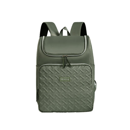 Green Stylish Quilted Diaper Bag Backpack - Large 17L Capacity Lightweight Nappy Bag for Mum