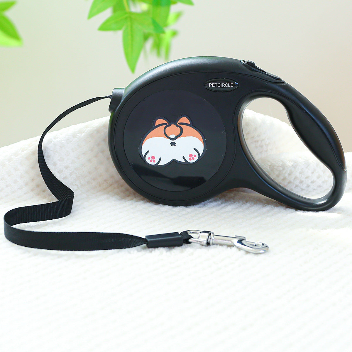 Black Corgi Buttocks 5m Cartoon Retractable Dog Leash for Golden Retriever & Poodle Puppies - Durable, Tangle-Free Pet Walking Essential - The Grand Bazaar of Australia