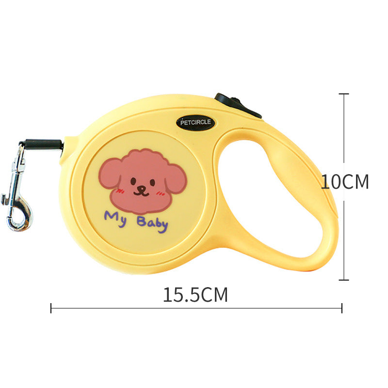Green Wonderful 5m Cartoon Retractable Dog Leash for Golden Retriever & Poodle Puppies - Durable, Tangle-Free Pet Walking Essential - The Grand Bazaar of Australia