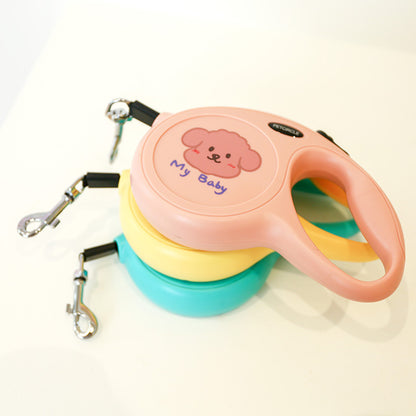 Green Wonderful 5m Cartoon Retractable Dog Leash for Golden Retriever & Poodle Puppies - Durable, Tangle-Free Pet Walking Essential - The Grand Bazaar of Australia