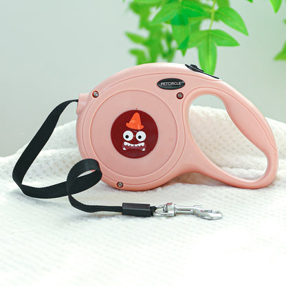 Pink Monster 5m Cartoon Retractable Dog Leash for Golden Retriever & Poodle Puppies - Durable, Tangle-Free Pet Walking Essential - The Grand Bazaar of Australia