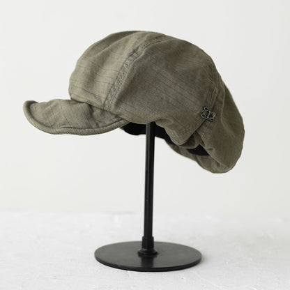 Harajuku Green Women's Vintage Style Baker Boy Cap - Soft Cotton Linen Blend
