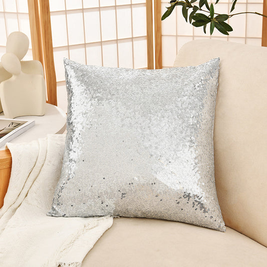 Shiny Sequin Pillowcase - Single-sided gorgeous pillowcase  (Silver pair: 45x45cm)