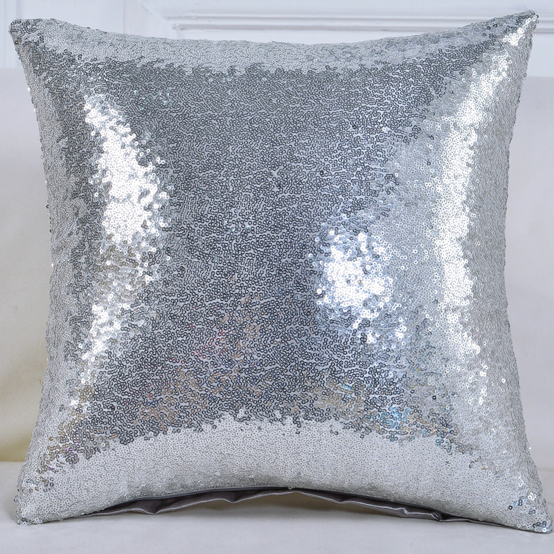 Shiny Sequin Pillowcase - Single-sided gorgeous pillowcase  (Silver pair: 45x45cm)