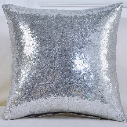Shiny Sequin Pillowcase - Single-sided gorgeous pillowcase  (Silver pair: 45x45cm)