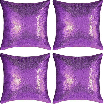 Shiny Sequin Pillowcase - Single-sided gorgeous pillowcase  (Purple pair: 45x45cm)