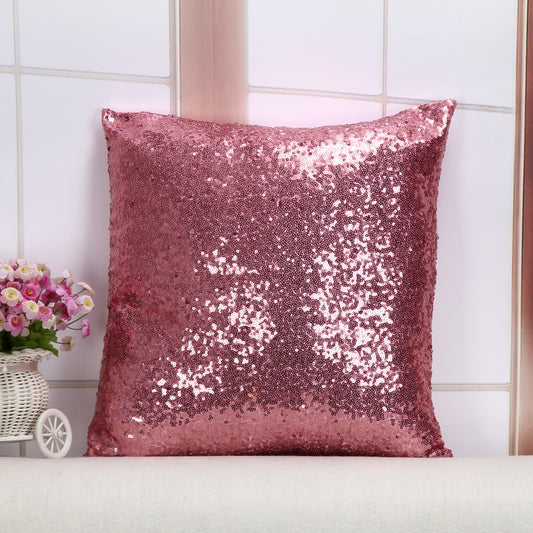 Shiny Sequin Pillowcase - Single-sided gorgeous pillowcase  (Pink pair: 40x40cm)