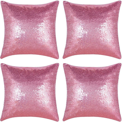 Shiny Sequin Pillowcase - Single-sided gorgeous pillowcase  (Pink pair: 40x40cm)