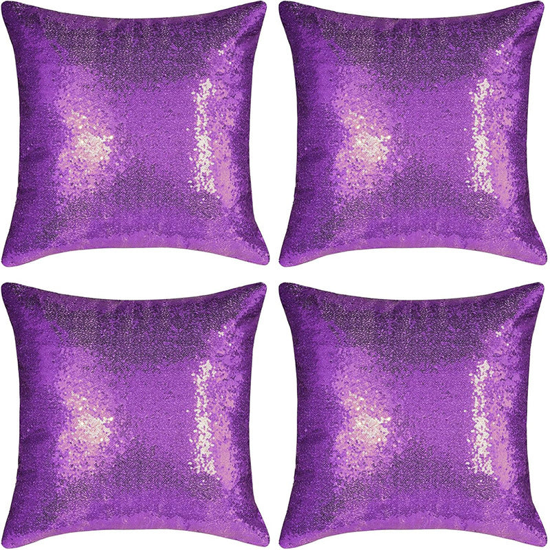 Shiny Sequin Pillowcase - Single-sided gorgeous pillowcase  (Purple pair: 40x40cm)