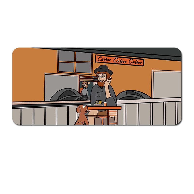 Extended Gaming Mousepad (80x30x0.4cm) - Big Beard Uncle Design, Stitched Edges - Style 3