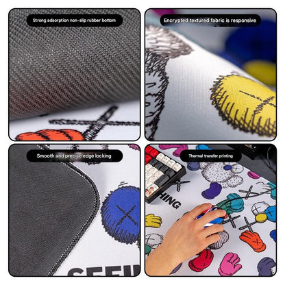 Extended Gaming Mousepad (90x40x0.4cm) - Big Beard Uncle Design, Stitched Edges - Style 3