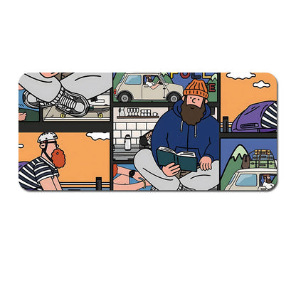 Extended Gaming Mousepad (80x30x0.4cm) - Big Beard Uncle Design, Stitched Edges - Style 4