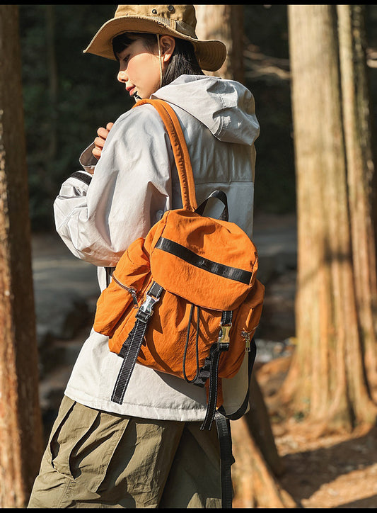 Brown Lightweight Nylon Backpack - Water Resistant Travel Daypack for Women & Men