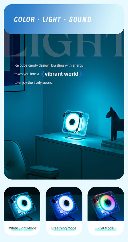 Green Retro Bluetooth Speaker - Transparent Vinyl Design with RGB Light