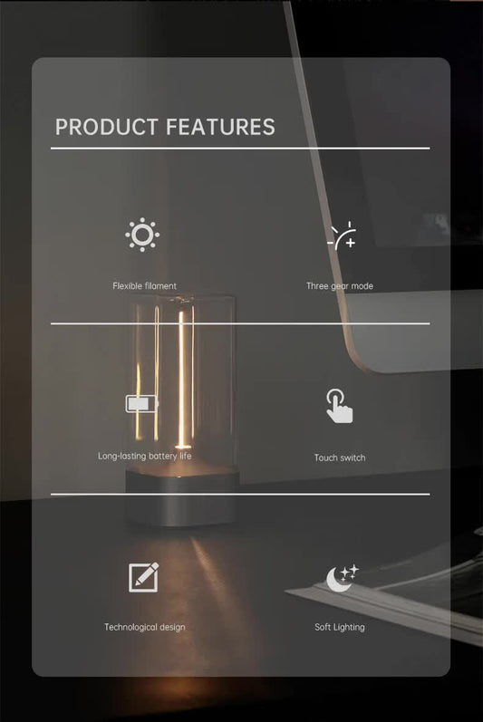 Gery Portable Magnetic Table Lamp with Bendable LED - USB-C Rechargeable