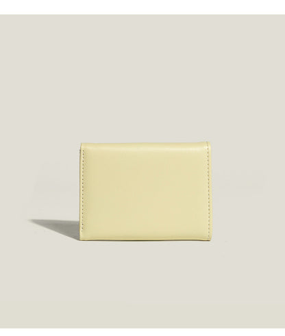 Yellow Compact Women's Bow-Accent Wallet - Fresh Minimalist PU Leather Foldable Card Holder with Multiple Slots