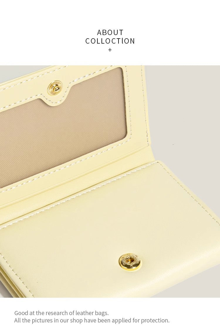 Black Compact Women's Bow-Accent Wallet - Fresh Minimalist PU Leather Foldable Card Holder with Multiple Slots