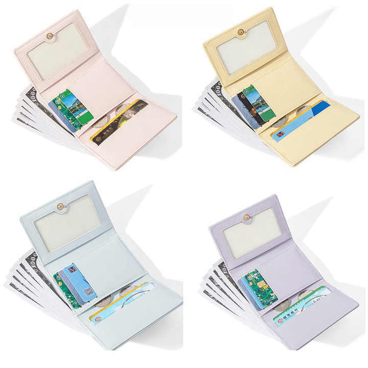 Black Compact Women's Bow-Accent Wallet - Fresh Minimalist PU Leather Foldable Card Holder with Multiple Slots
