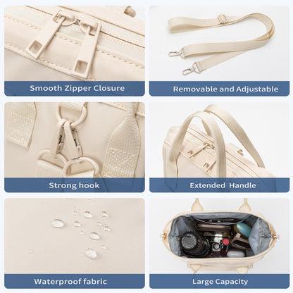 Beige Mini Waterproof Oxford Backpack - Lightweight 263g Travel Crossbody Bag with Adjustable Straps