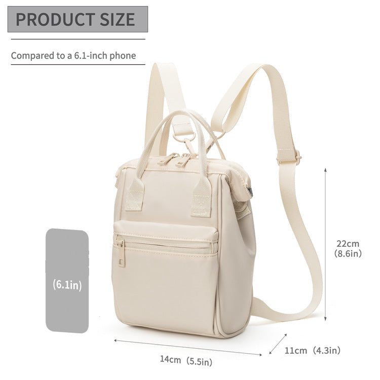 Black Mini Waterproof Oxford Backpack - Lightweight 263g Travel Crossbody Bag with Adjustable Straps
