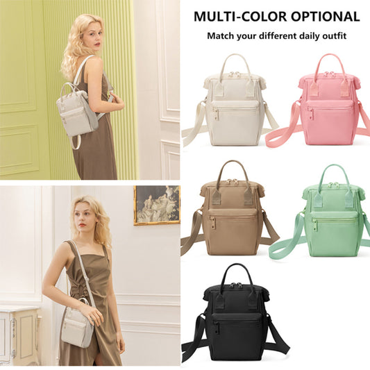 Green Mini Waterproof Oxford Backpack - Lightweight 263g Travel Crossbody Bag with Adjustable Straps