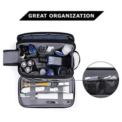 Black Stylish Waterproof Travel Toiletry Bag Organizer - Large Capacity Shaving Kit & Makeup Case(Makeup is a prop for shooting and is not included)