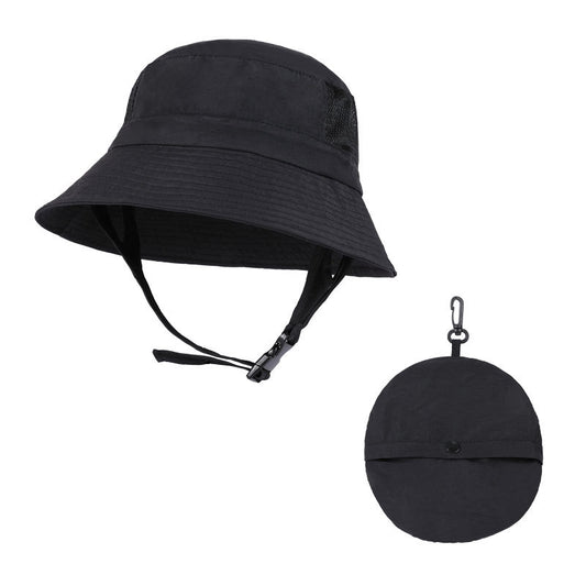 Black UV50+ Sun Protection Bucket Hat - Waterproof, Quick-Dry, Foldable Outdoor Fishing Hat for Men and Women