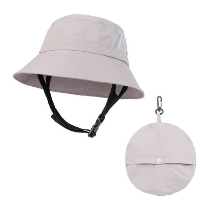 Light Grey UV50+ Sun Protection Bucket Hat - Waterproof, Quick-Dry, Foldable Outdoor Fishing Hat for Men and Women