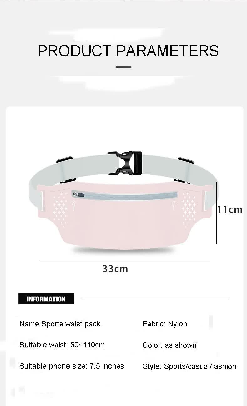 2 Pcs Light Blue Lightweight Women's Running Waist Bag - Splash-Proof Fitness Belt with Stretchable Phone Storage