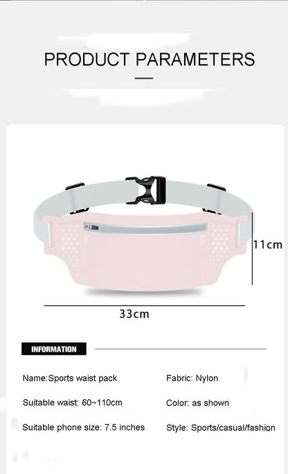 2 Pcs Light Blue Lightweight Women's Running Waist Bag - Splash-Proof Fitness Belt with Stretchable Phone Storage