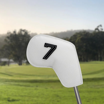 Colorful Golf Iron Head Covers Set of 10 - Waterproof PU Leather Club Protectors with Embroidered Numbers (3-9, P, A, S)