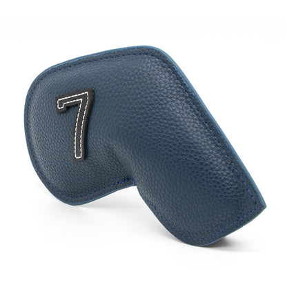 Dark Blue Golf Iron Head Covers Set of 10 - Waterproof PU Leather Club Protectors with Embroidered Numbers (3-9, P, A, S)