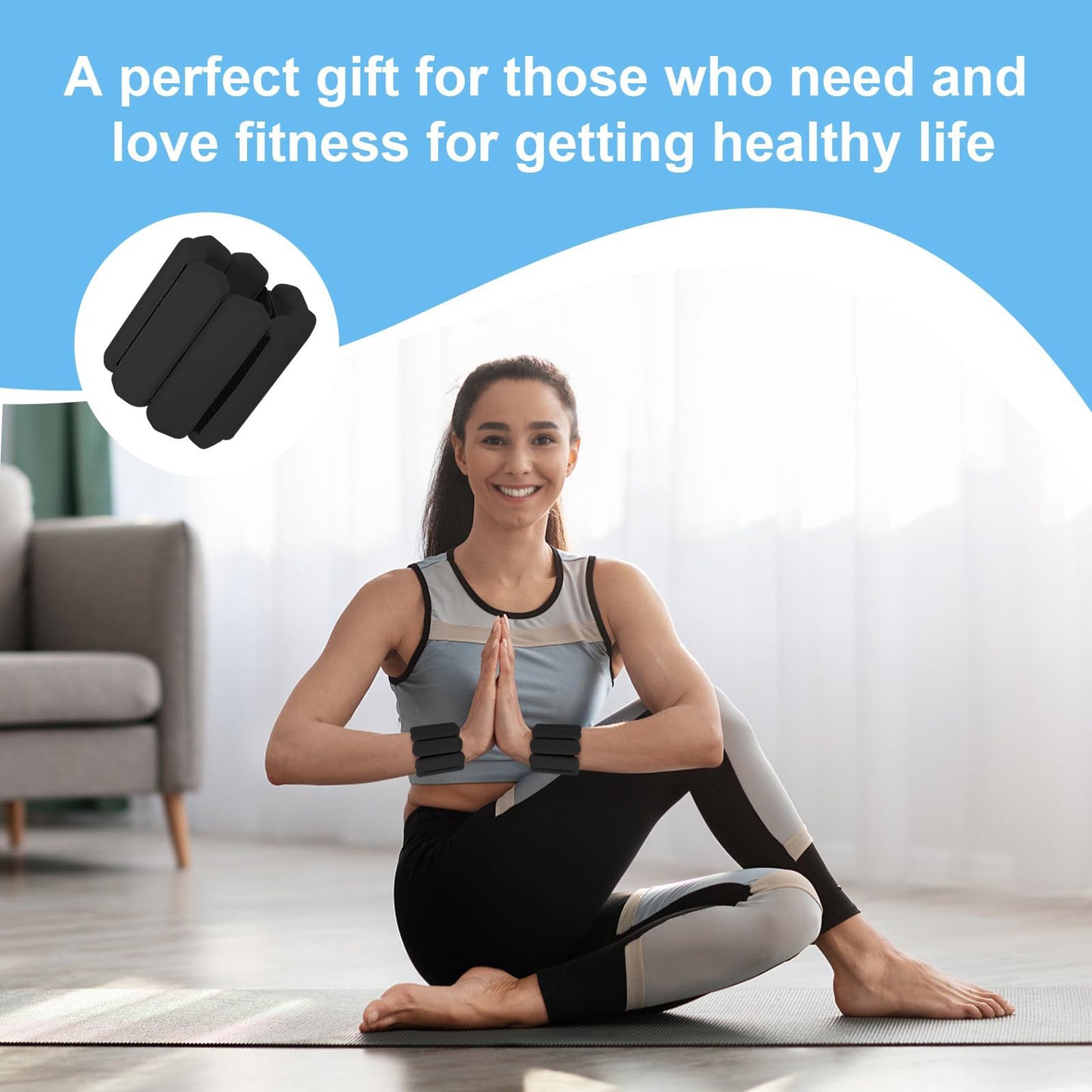 White Adjustable Silicone Wrist & Ankle Weights - 2lb Pair (900g) | Comfortable Fitness Resistance Bands for Workout, Running, Training