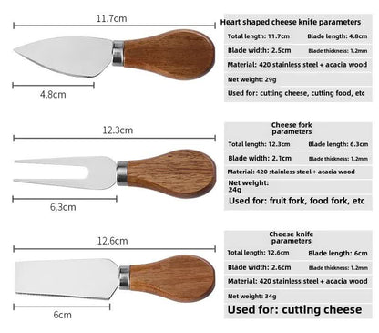 Brown And Silver Premium Acacia Wood Cheese Board Set | Charcuterie Platter with 3 Stainless Steel Knives