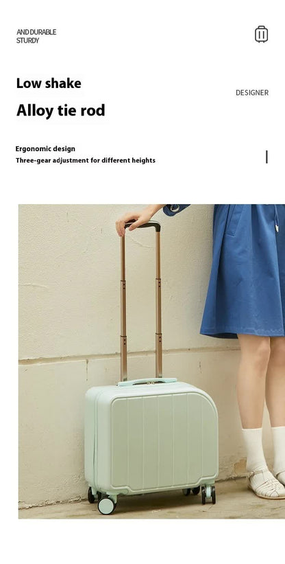 Black Compact 18-Inch Carry-On Suitcase | Lightweight ABS Hardside Spinner Luggage