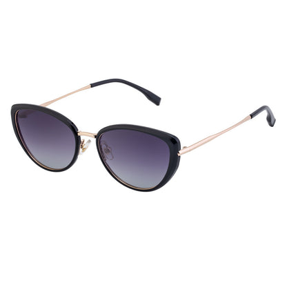 Black Frame Chic Cat Eye Polarized Sunglasses for Women - Lightweight UV Protection Fashion Eyewear