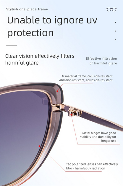 Purple Frame Chic Cat Eye Polarized Sunglasses for Women - Lightweight UV Protection Fashion Eyewear