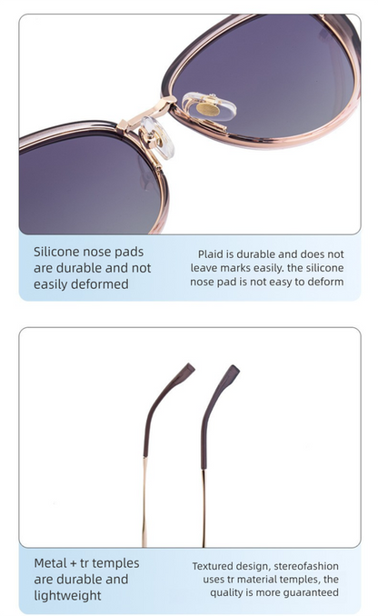 Purple Frame Chic Cat Eye Polarized Sunglasses for Women - Lightweight UV Protection Fashion Eyewear