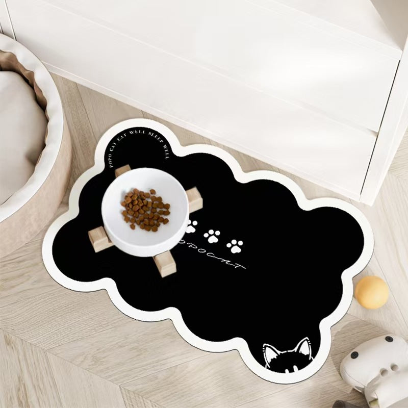 Style 5 Black And Blue Absorbent Diatomaceous Earth Pet Feeding Mat - Non-Slip & Quick Dry Placemat (50x80cm)