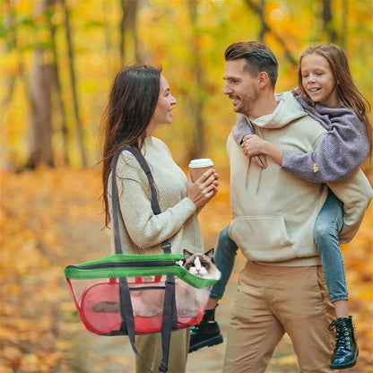 Red And Grey Lightweight Breathable Mesh Pet Carrier Handbag - Portable Travel Tote for Small Dogs & Cats up to 8kg