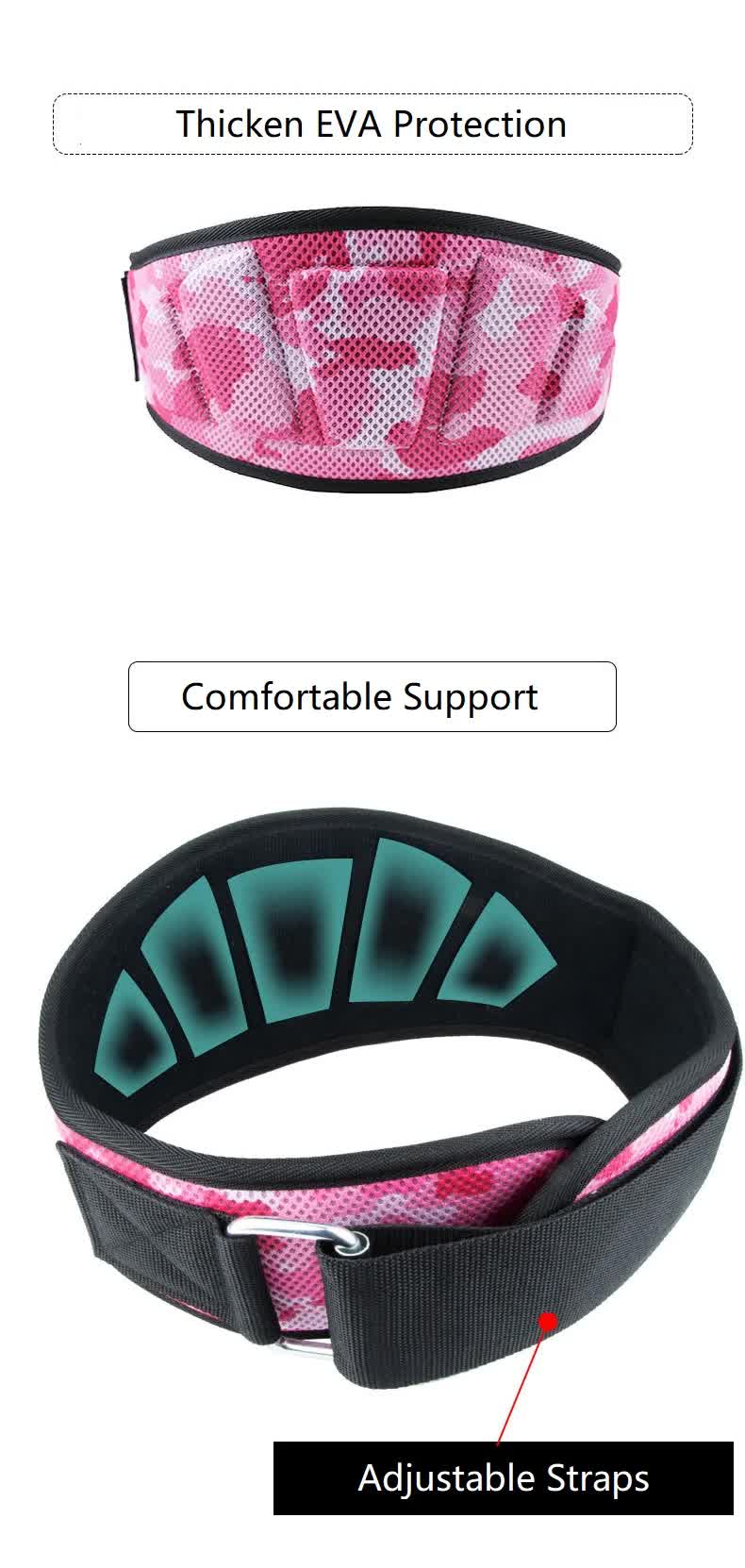 Size XS Pink Camouflage Camo Weightlifting Belt - EVA Nylon Gym Belt for Squats, Deadlifts & Lumbar Support