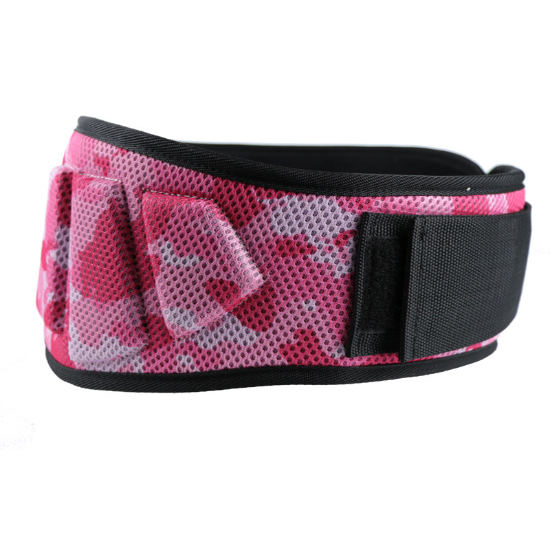 Size M Pink Camouflage Camo Weightlifting Belt - EVA Nylon Gym Belt for Squats, Deadlifts & Lumbar Support