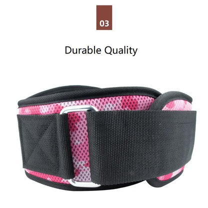 Size M Pink Camouflage Camo Weightlifting Belt - EVA Nylon Gym Belt for Squats, Deadlifts & Lumbar Support