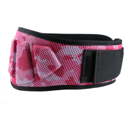 Size L Pink Camouflage Camo Weightlifting Belt - EVA Nylon Gym Belt for Squats, Deadlifts & Lumbar Support