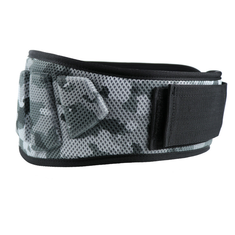 Size L Grey Camouflage Camo Weightlifting Belt - EVA Nylon Gym Belt for Squats, Deadlifts & Lumbar Support